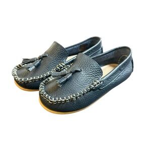 Elephantito Navy Blue Pebbled Leather Tassel Monaco Loafers Kids Toddler US 10